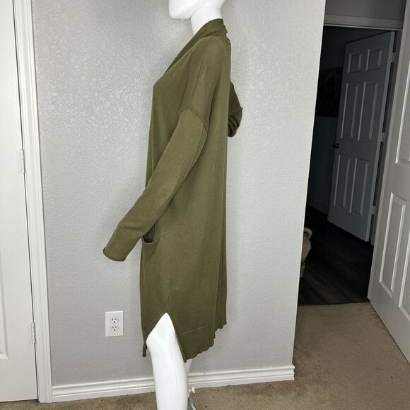 J.Crew Size M classic oversized long open front cardigan Olive Green *Flawed - Picture 2 of 7